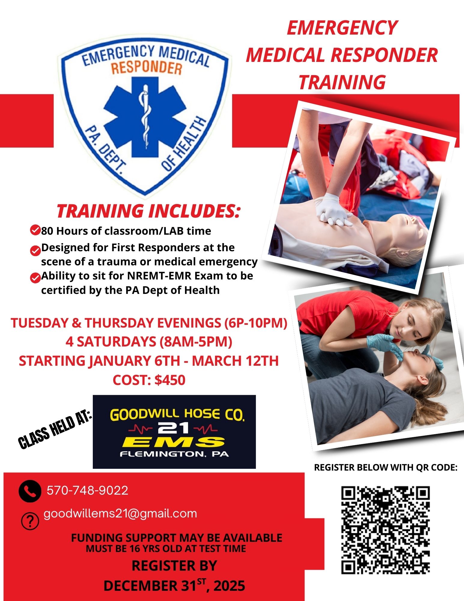Announcement flyer for an upcoming EMR training class. 
